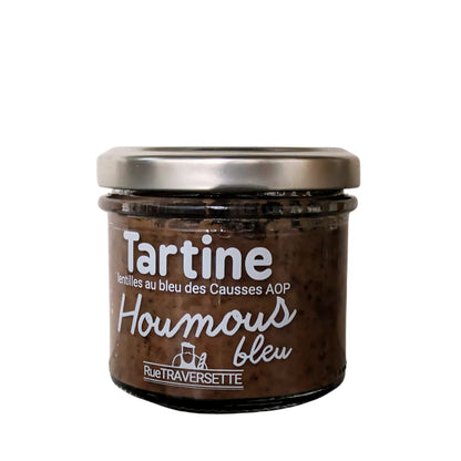 Tartine Hummus Linsen und Bleu des Causses